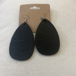 Black Textured Leather earrings.